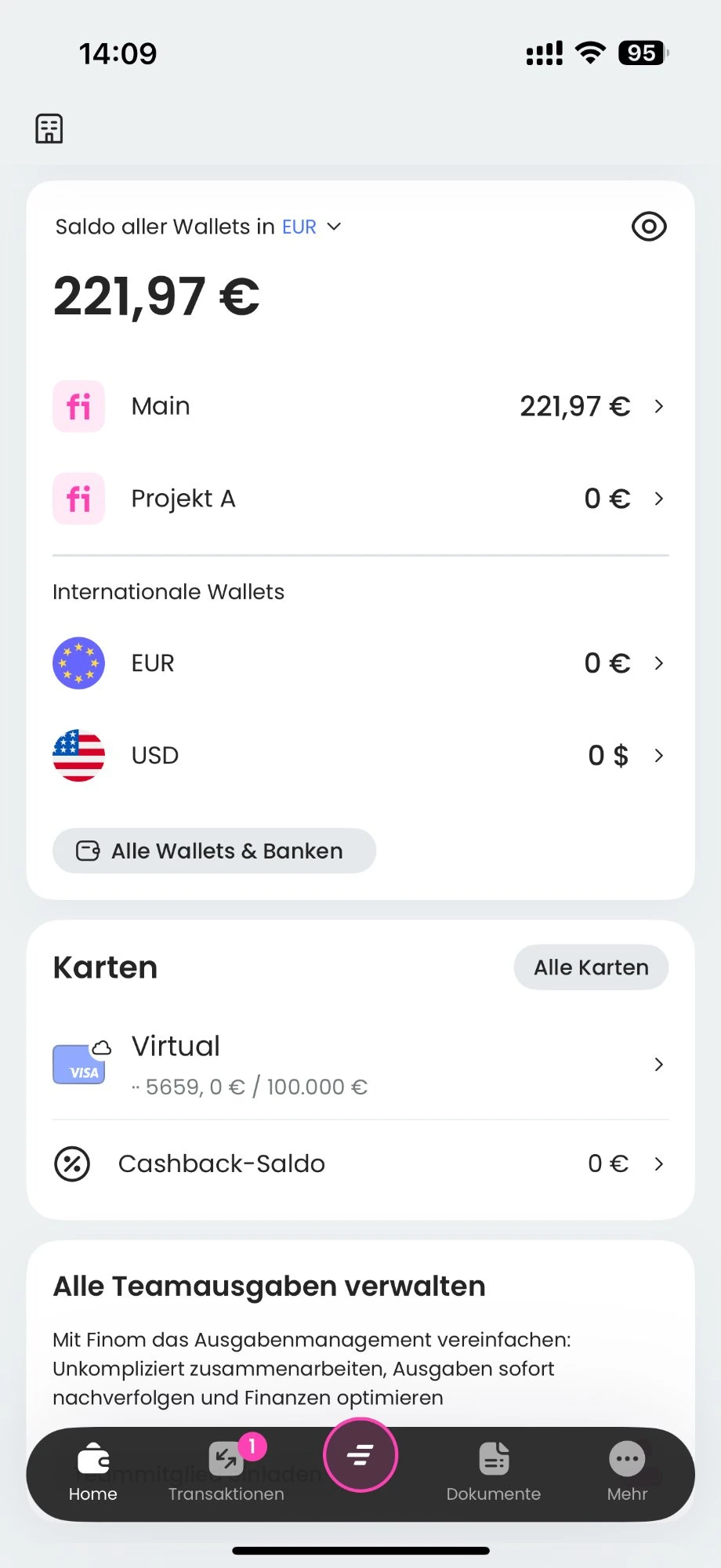 Finom App Dashboard